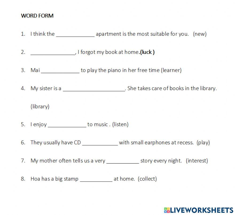 Word form lop 7 bai 1