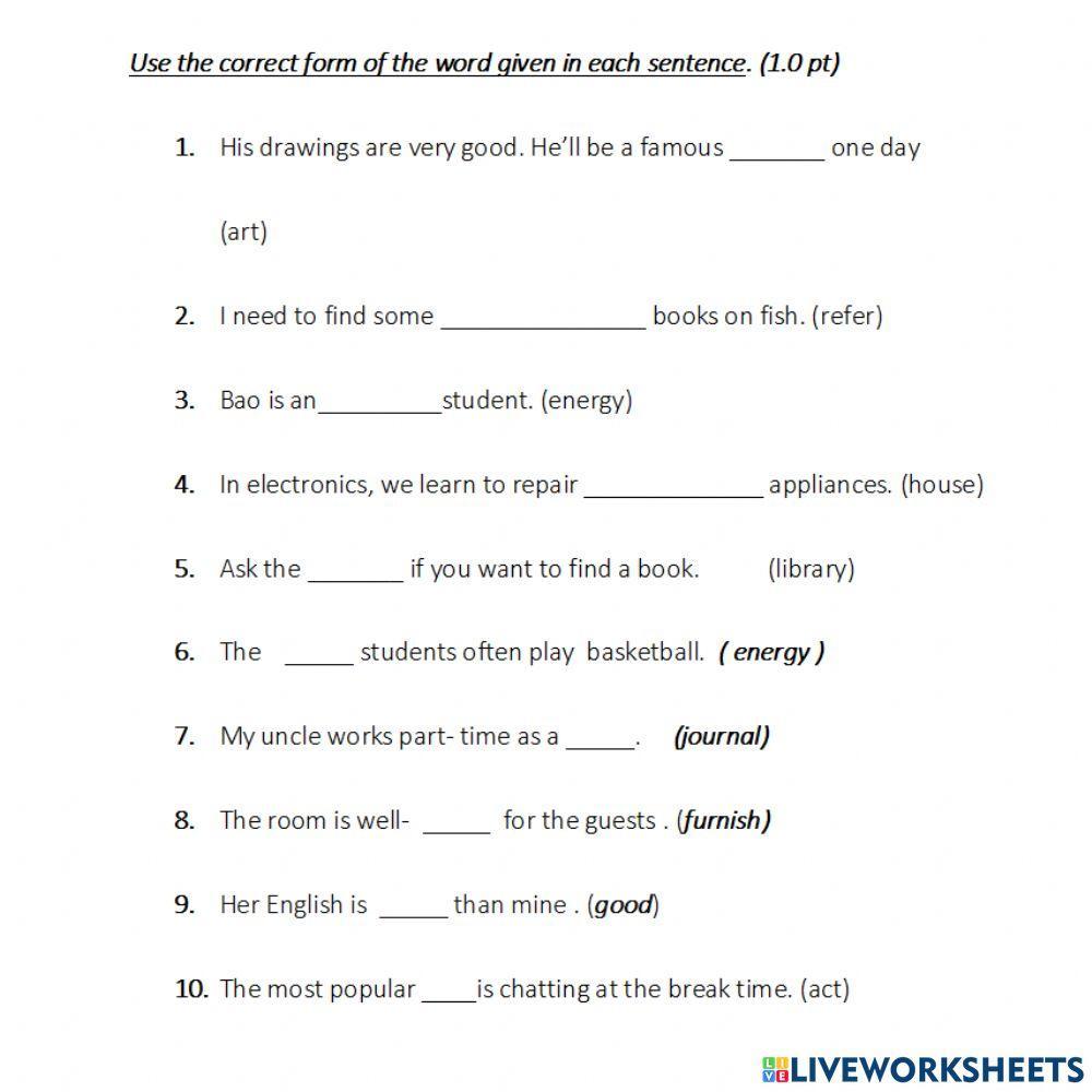 Wordform lop 7 bai so 3