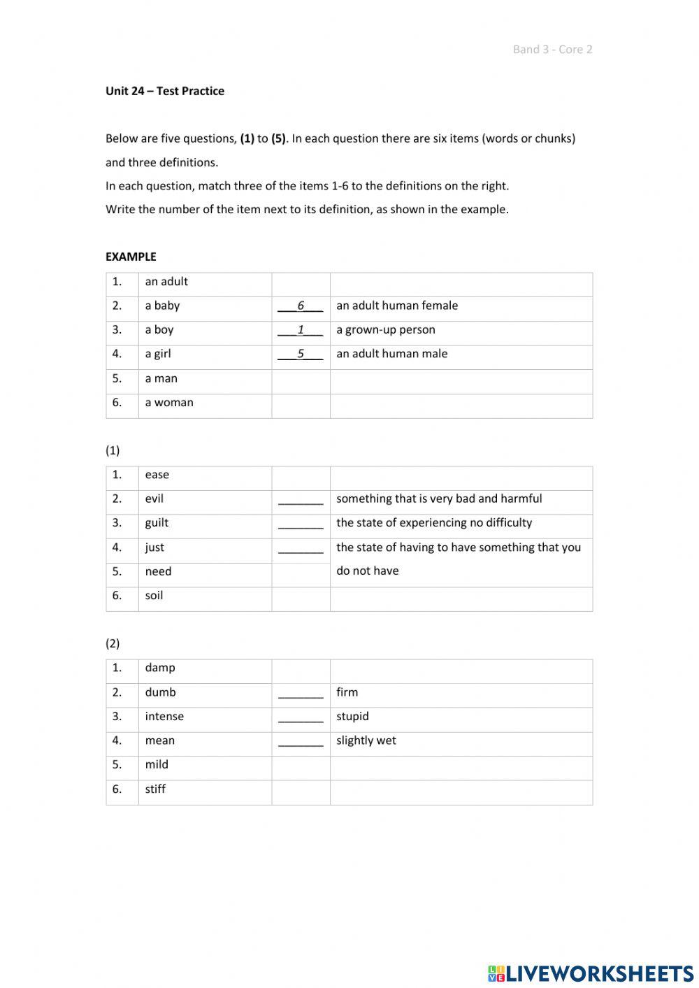 Band 3 (Core 2) - Unit 24 - Test