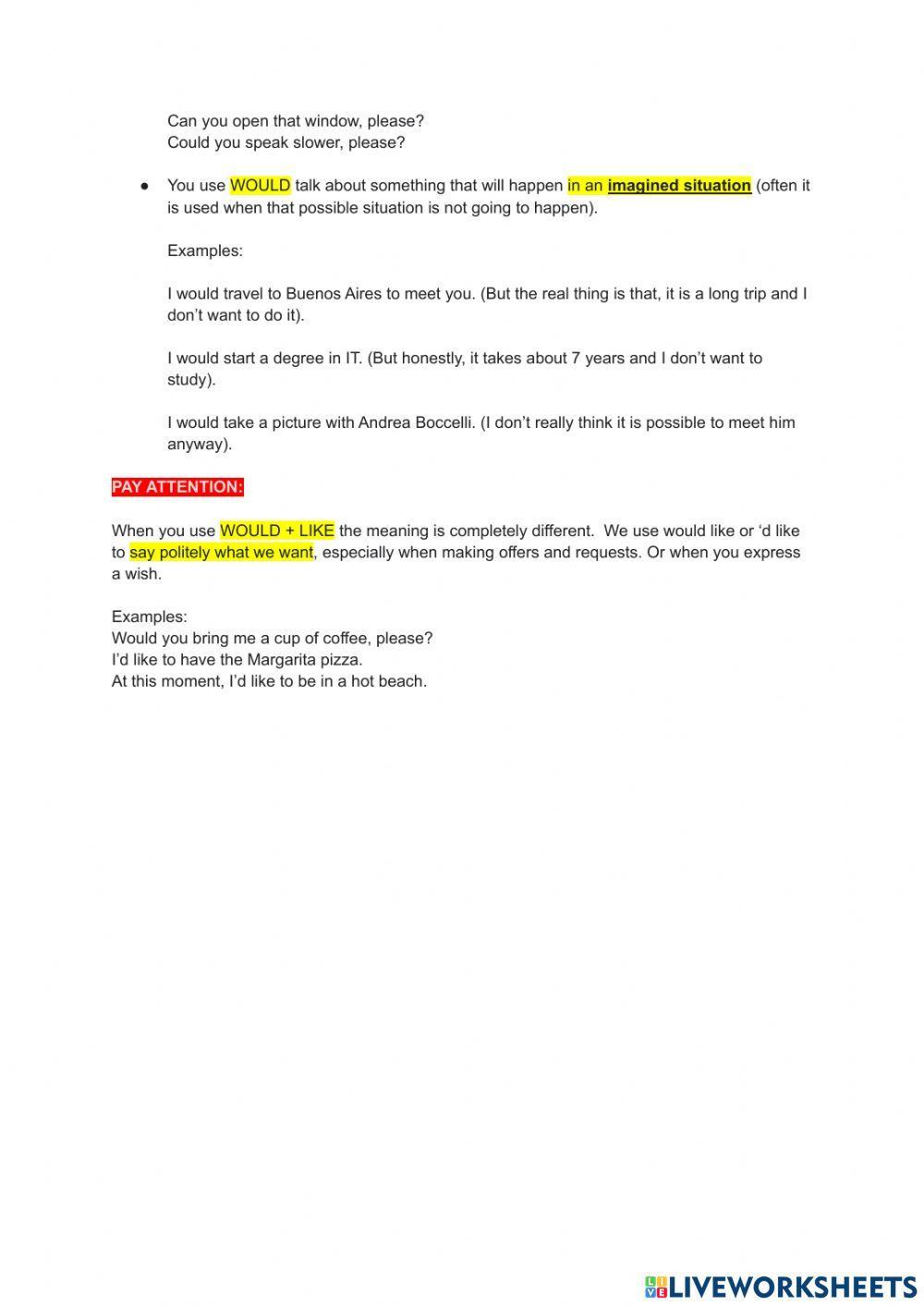 Modal verbs  USES  (can- could- would . should)