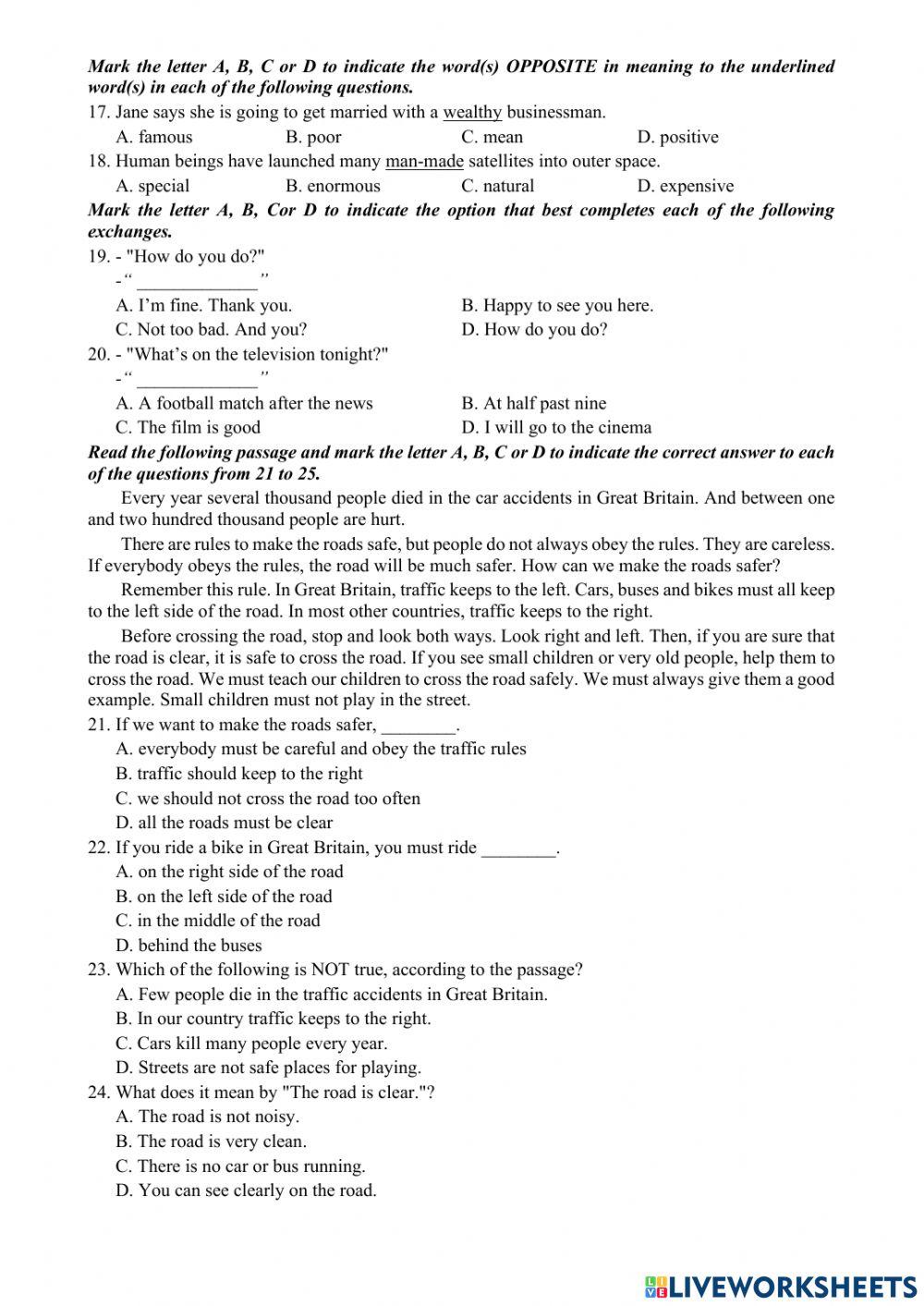 Đề thi khảo sát thử lớp 9