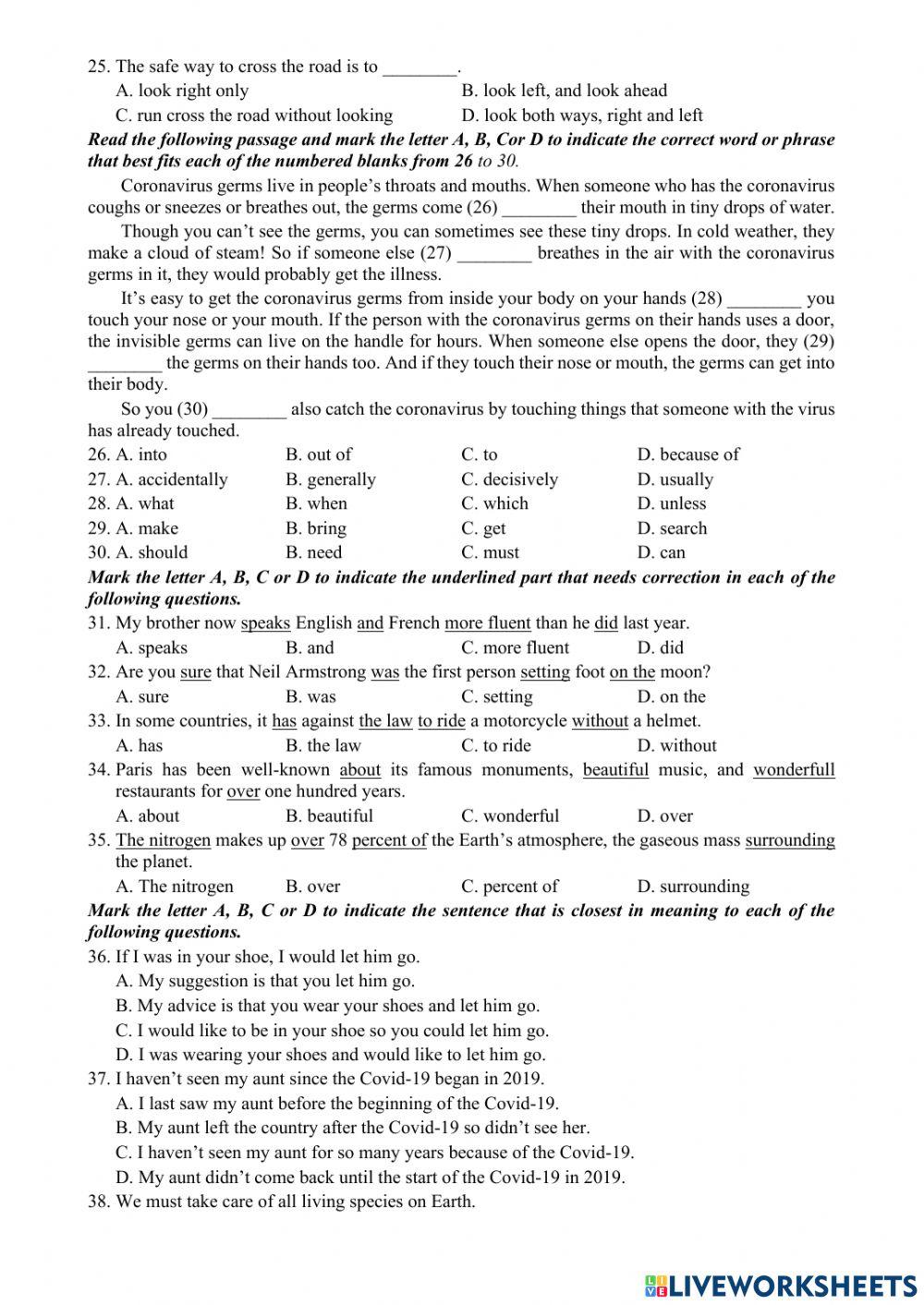 Đề thi khảo sát thử lớp 9