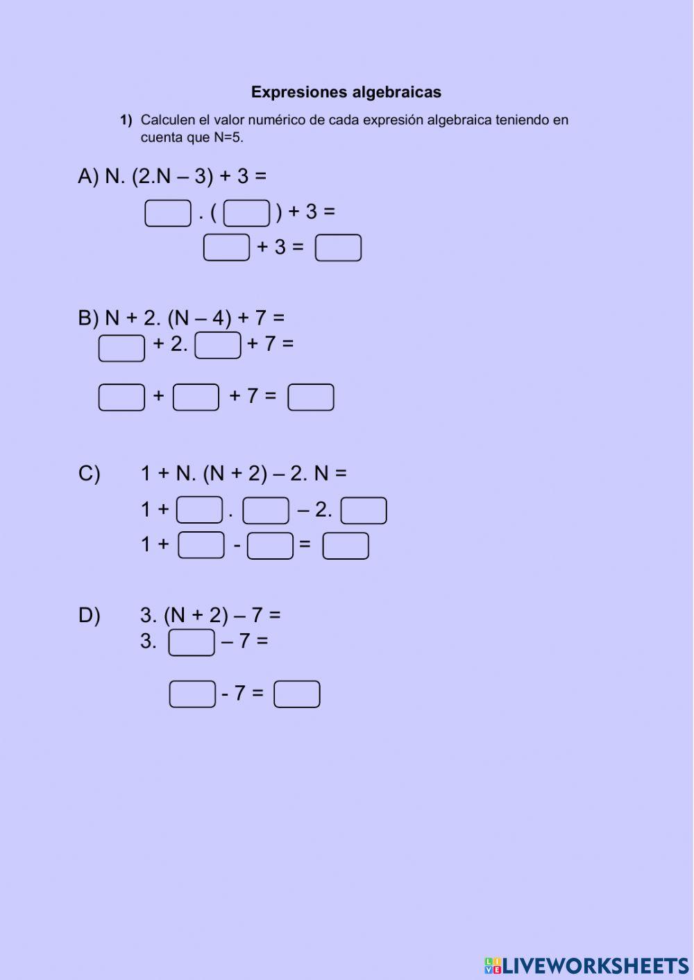 Expresiones algebraicas