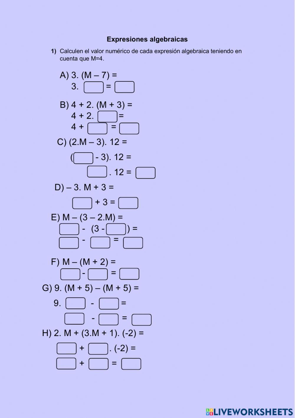 Expresiones algebraicas