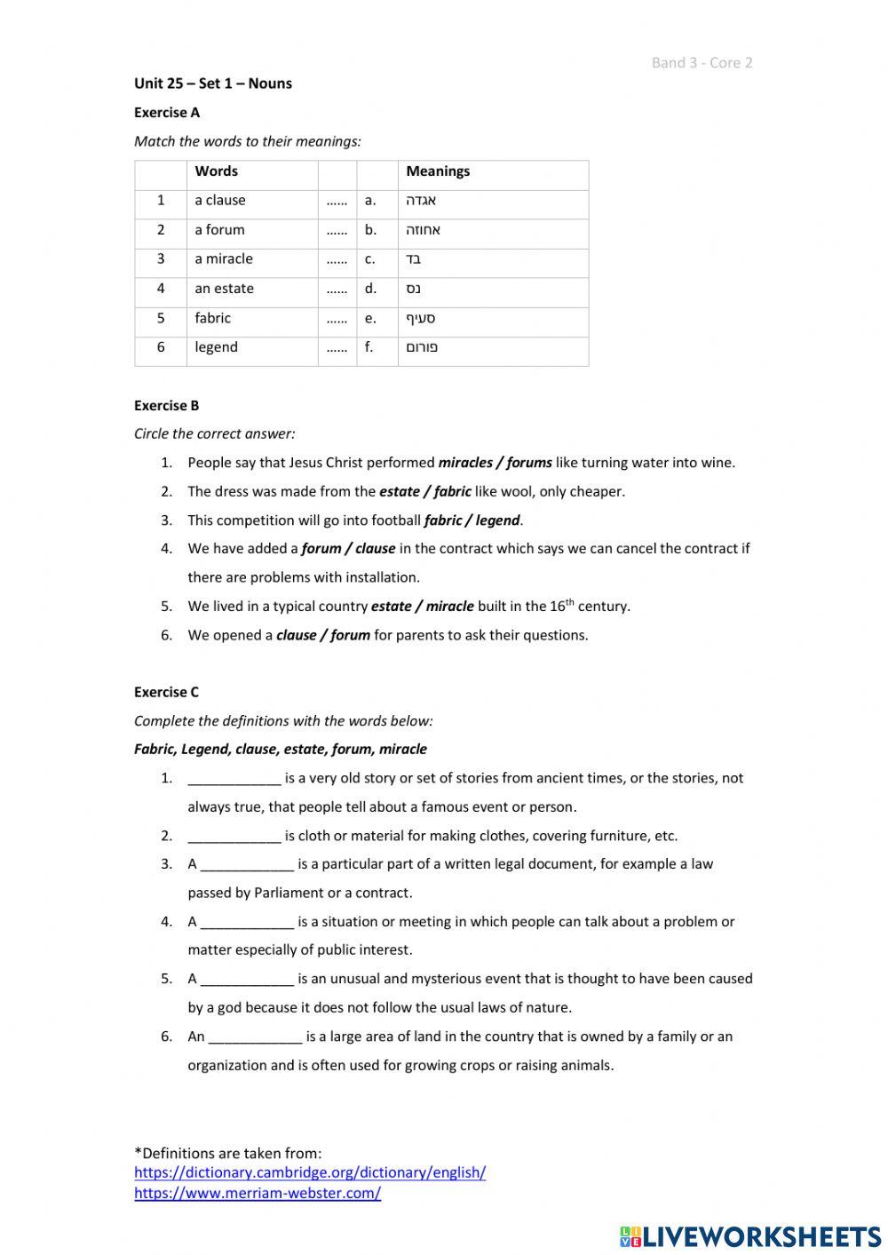 Band 3 (Core 2) - Unit 25 - Set 1