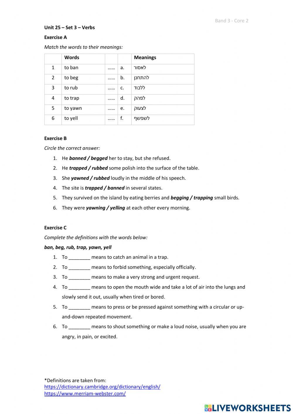 Band 3 (Core 2) - Unit 25 - Set 3