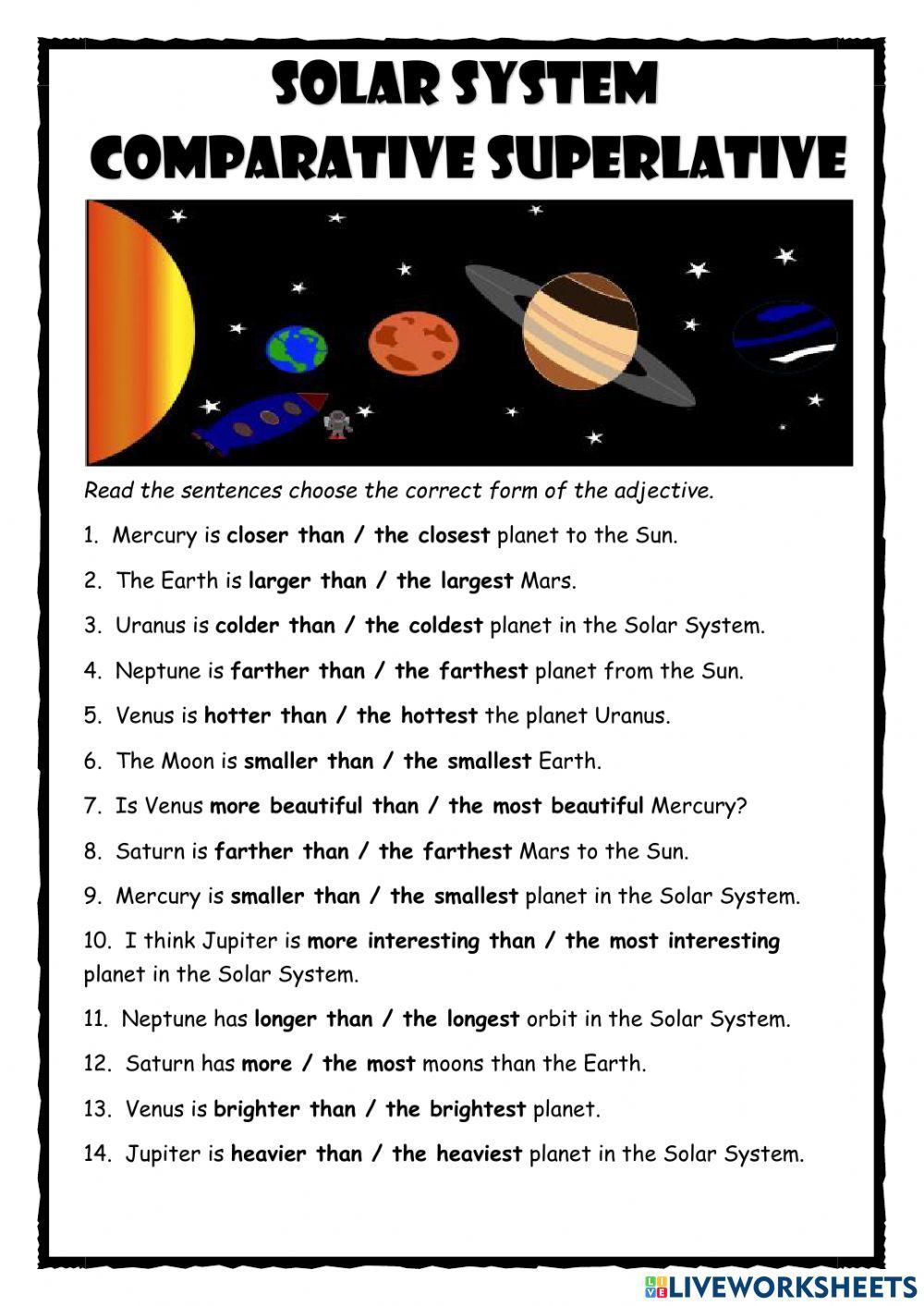 Solar System Comparative Superlative