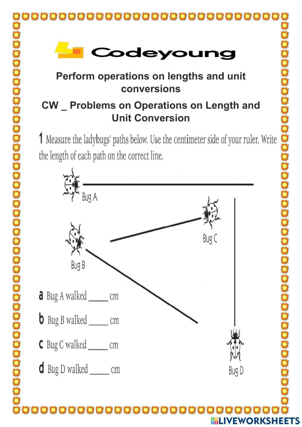 Problems on Operations on Length and   Unit Conversion