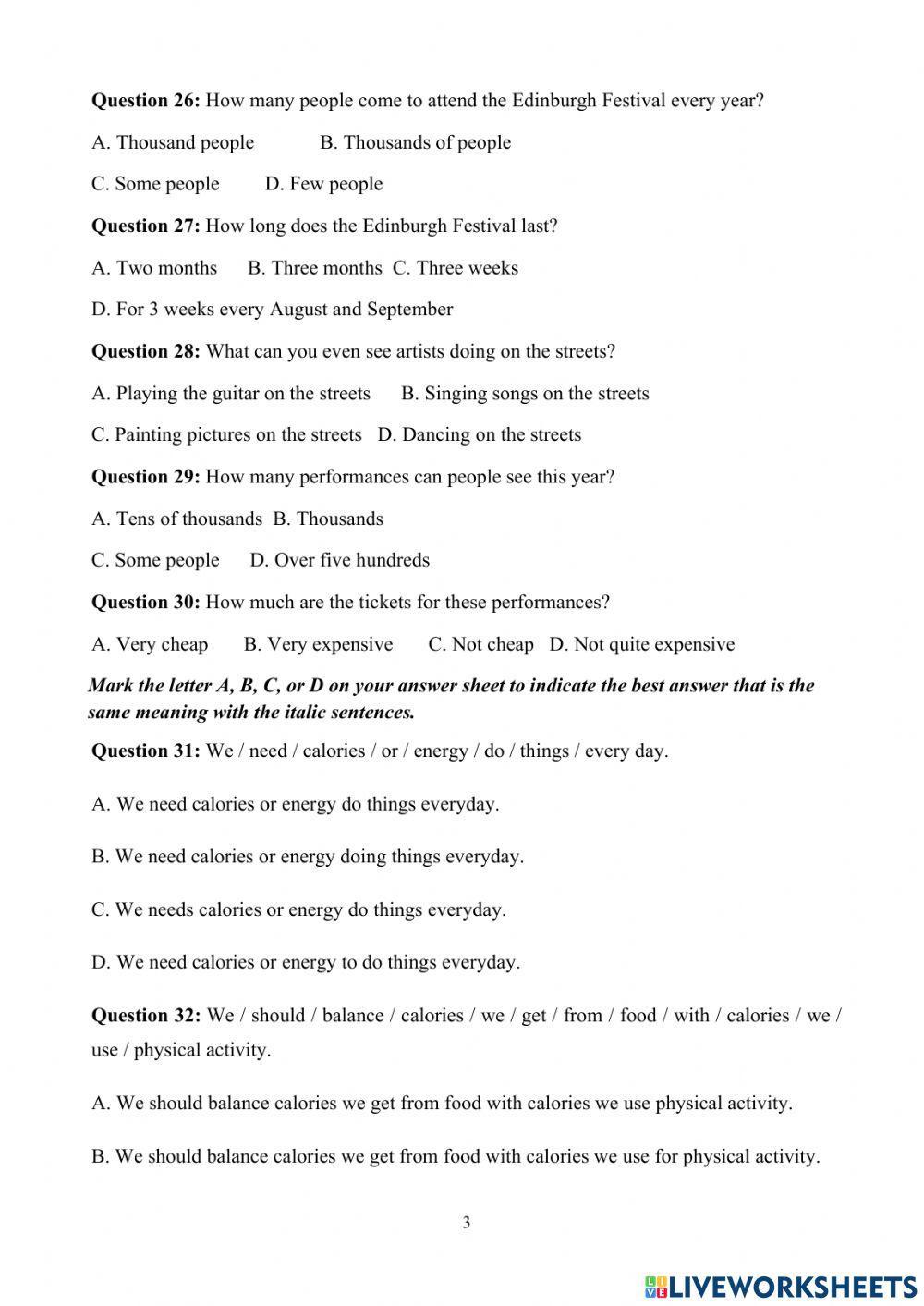 Đề khảo sát thử lớp 8