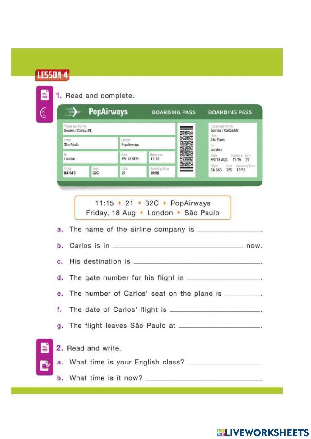 PORTO - 4º ANO - REVISÃO UNIT 5