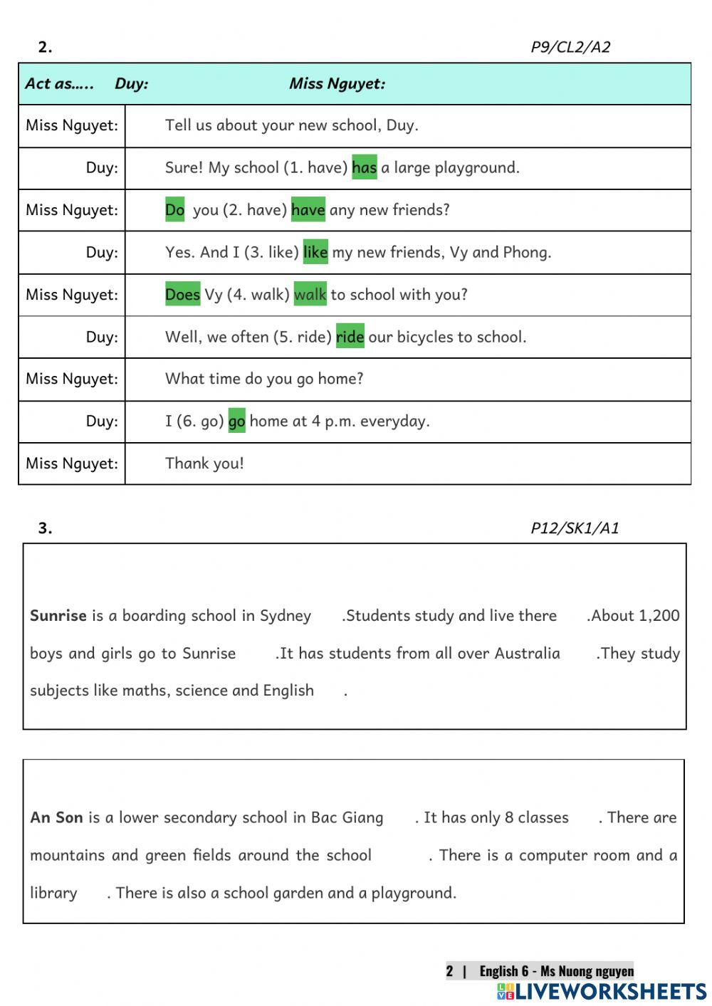 E6U1 (speaking) My new school -nuongnguyen