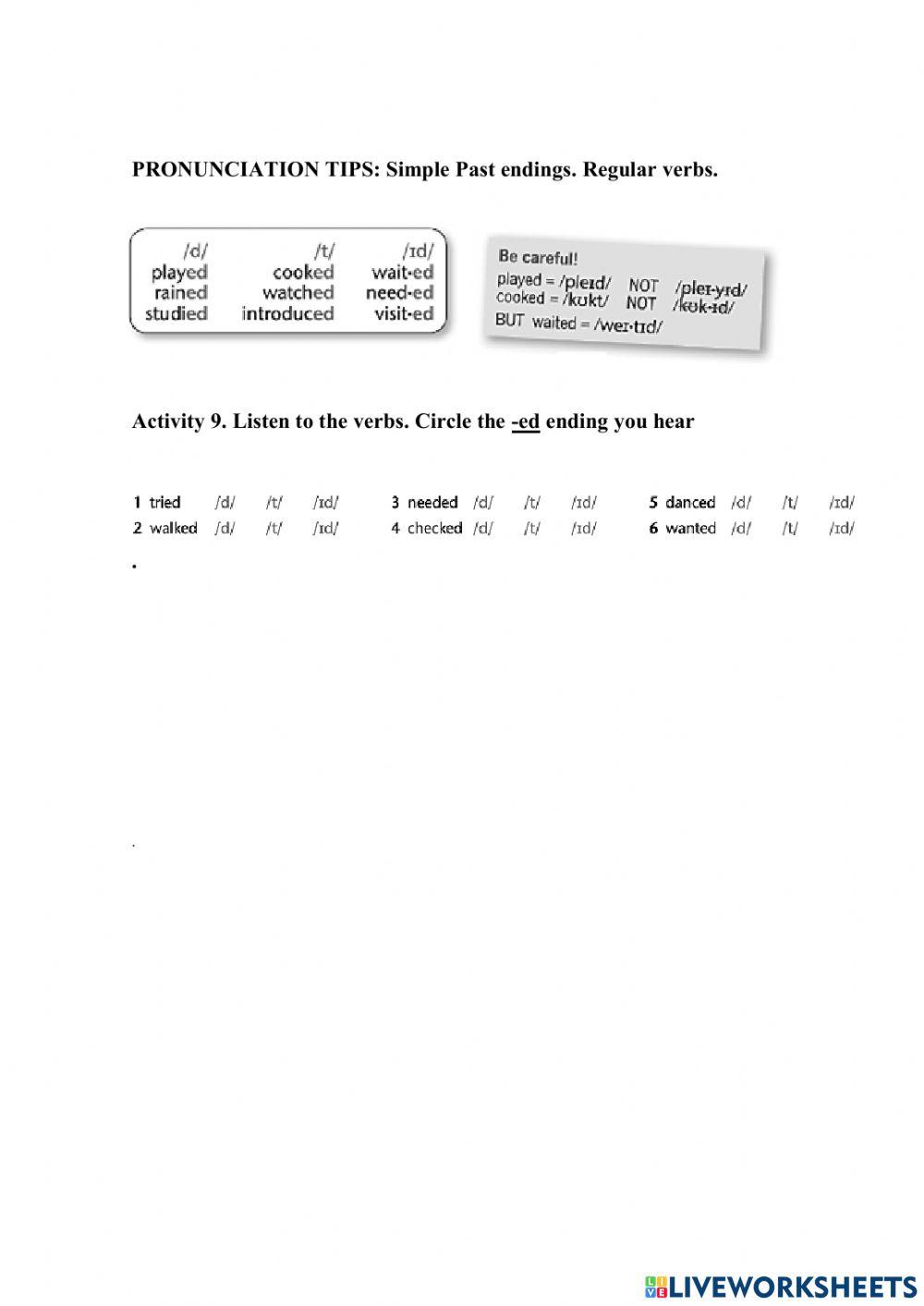 Pronunciation -ed ending