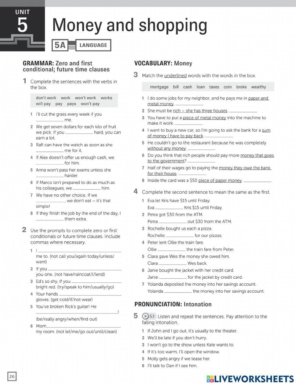 Money and shopping hw