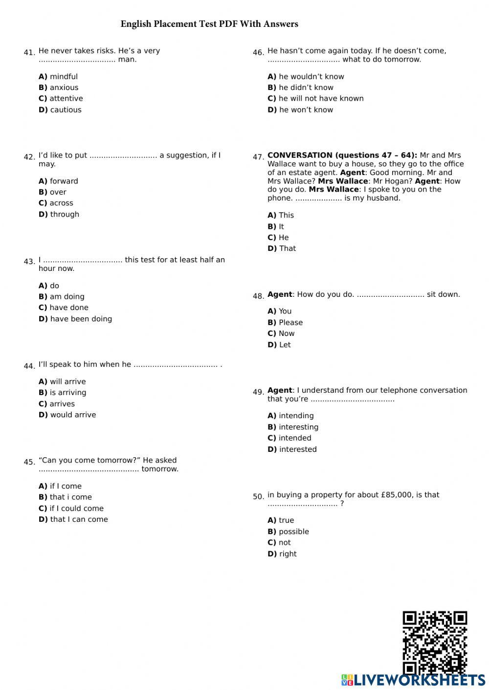 Placement English Test