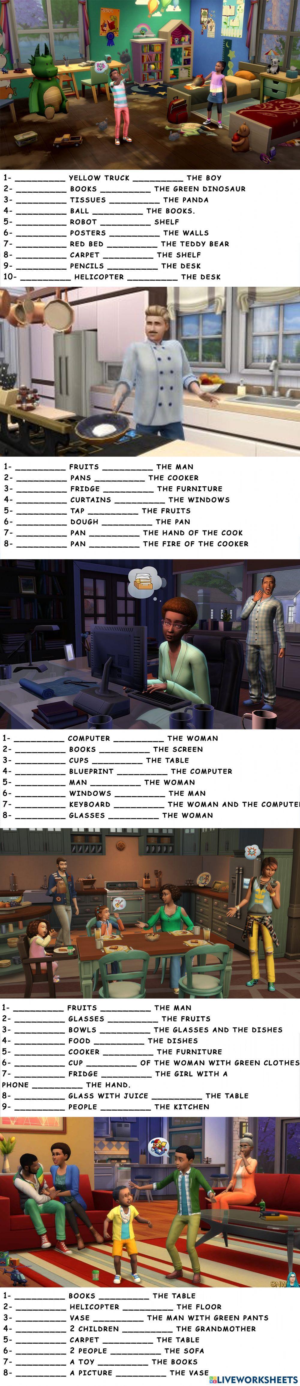 There is-are + Prepositions of place with The Sims