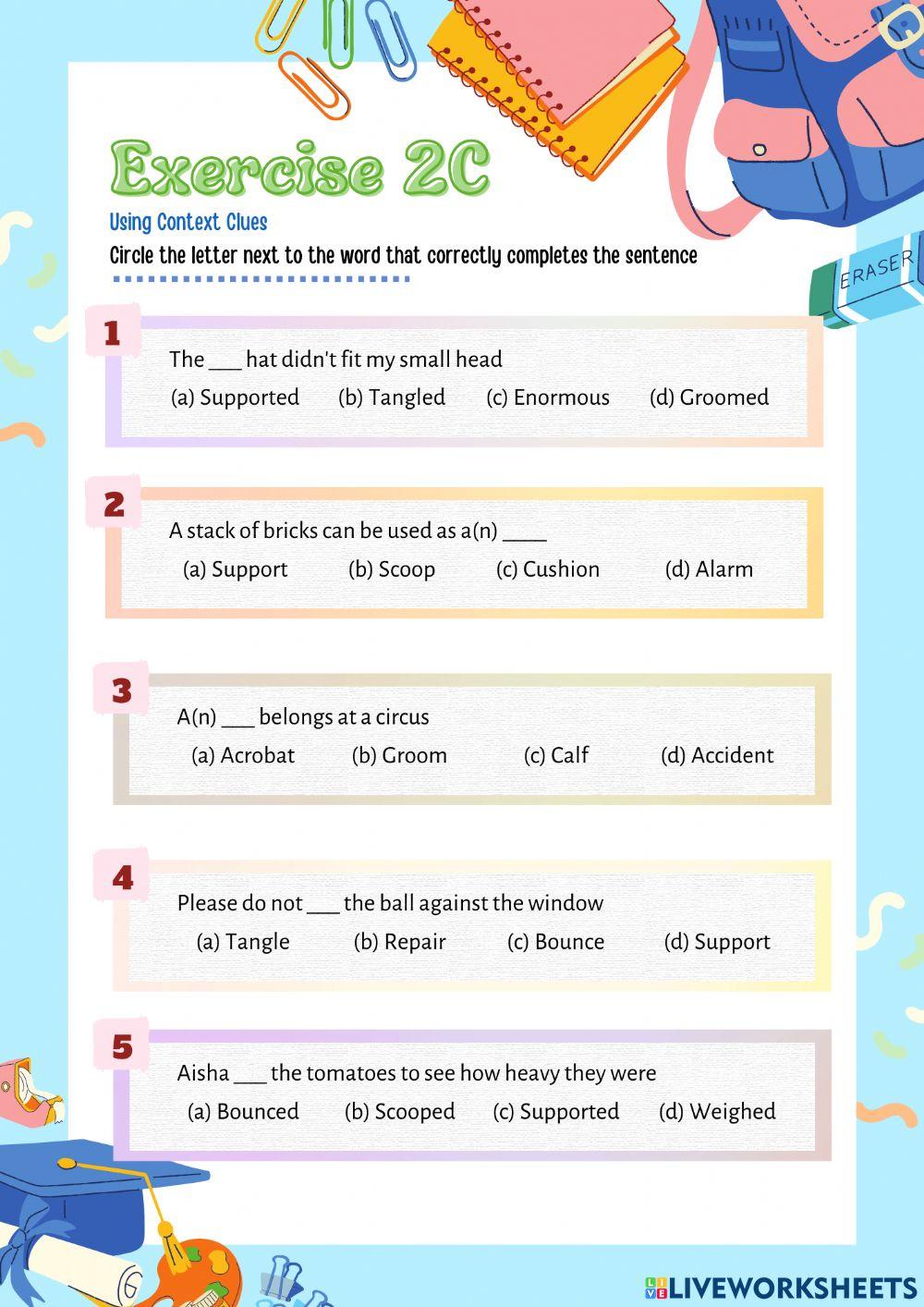 Exercise 2C worksheet | Live Worksheets