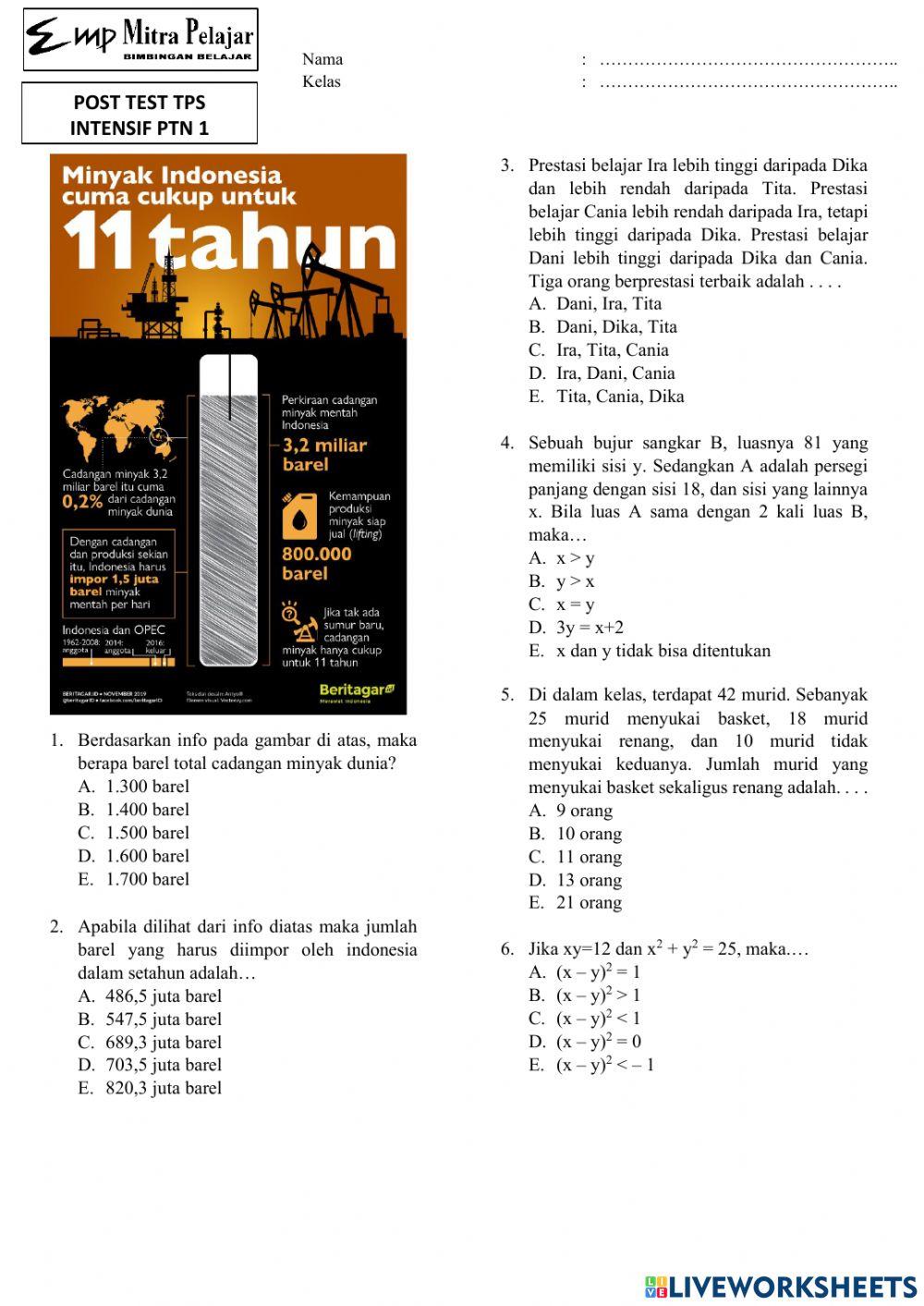 Post Test TPS 1 Reguler