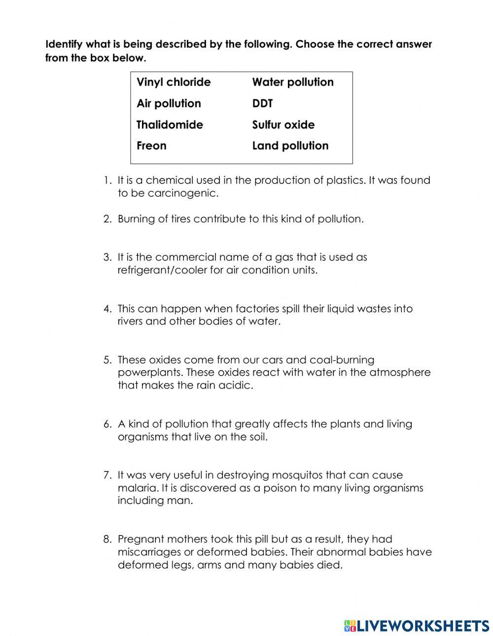 Chemicals and Pollution Activity