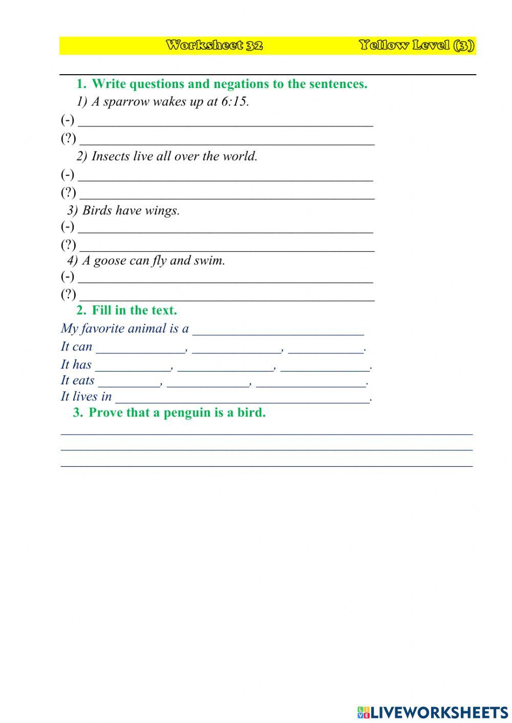 Worksheet 32 YL(3)