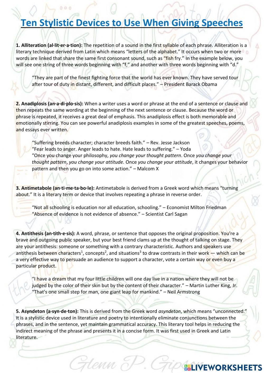 Ten Stylistic Devices to Use When Giving Speeches