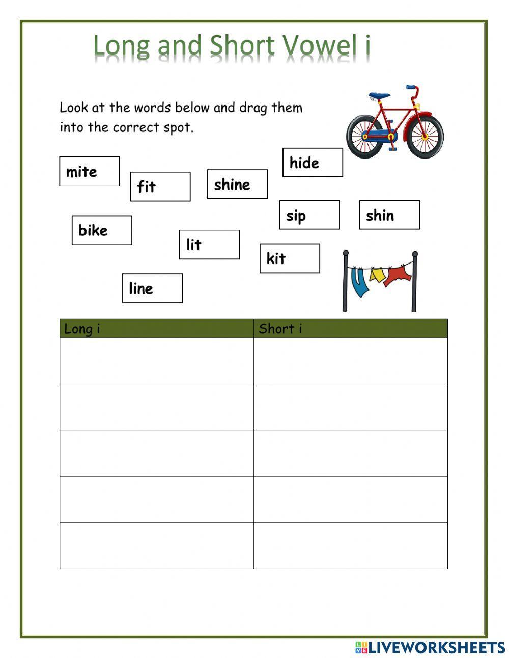 Short and Long Vowel i
