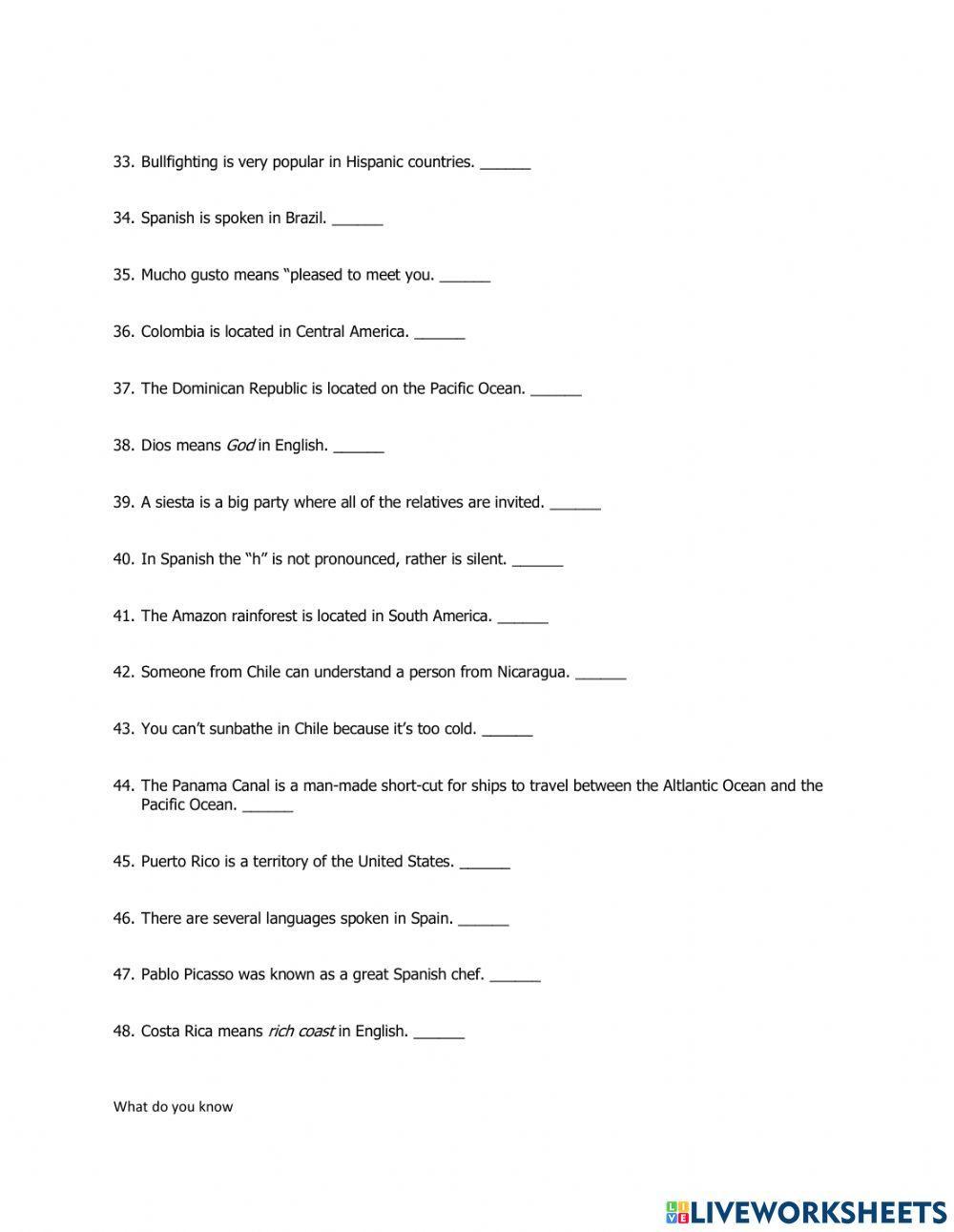 General Hispanic culture questions