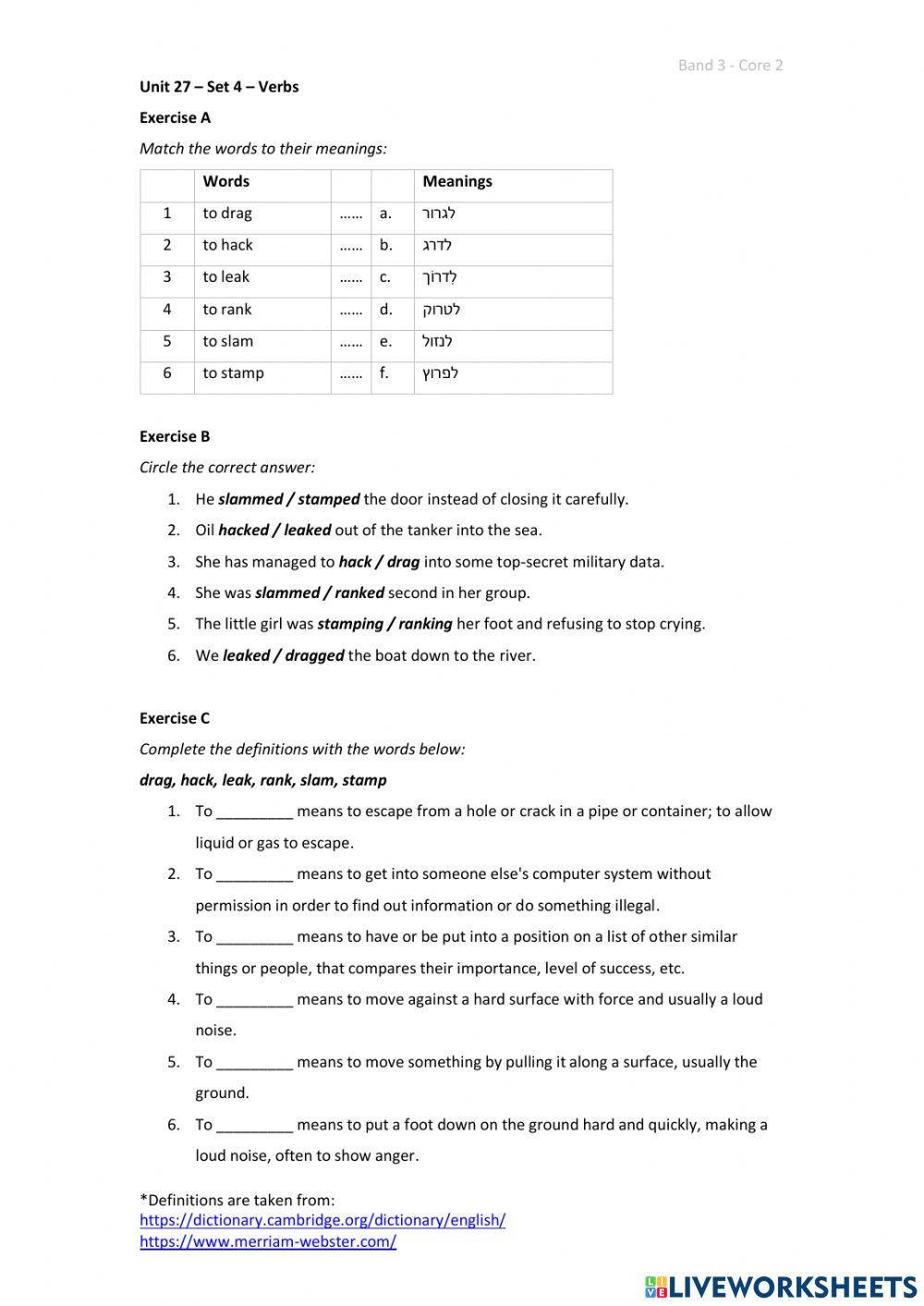 Band 3 (Core 2) - Unit 27 - Set 4