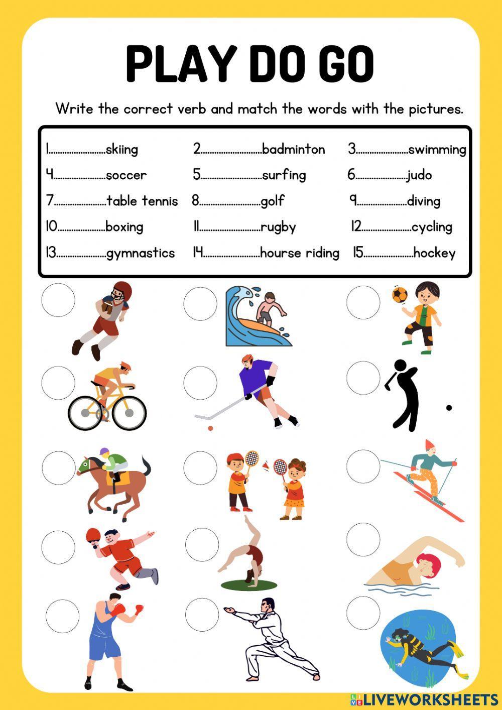 Play Do Go sports worksheet
