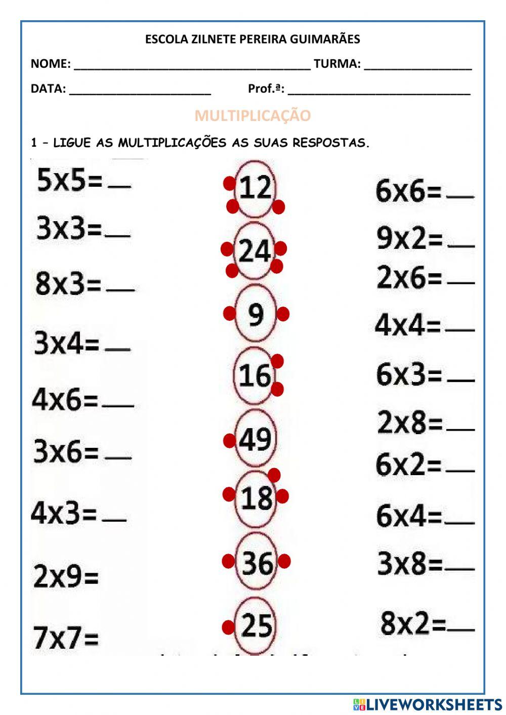 Adição, subtração e multiplicação