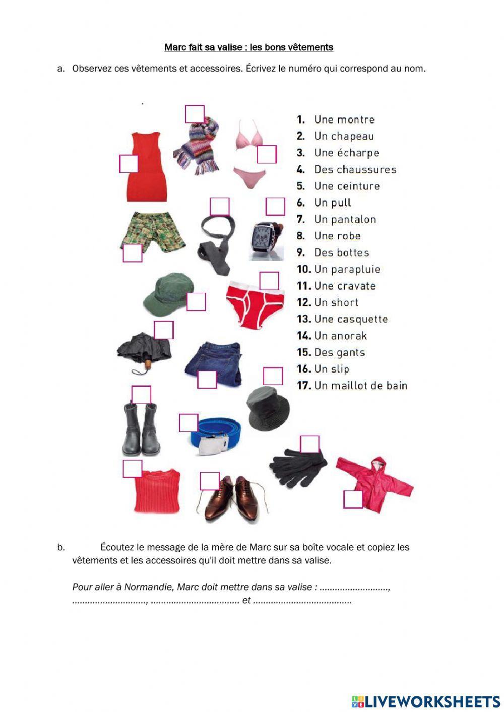 Faire sa valise, les vêtements et les accessoires