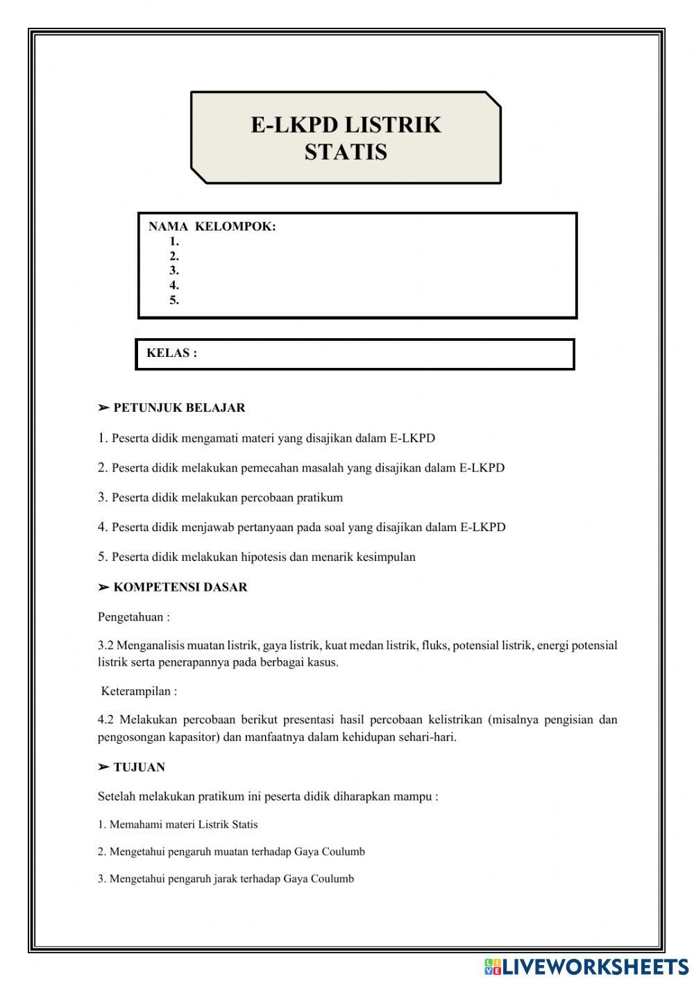 E-LKPD Listrik Statis Pertemuan 1
