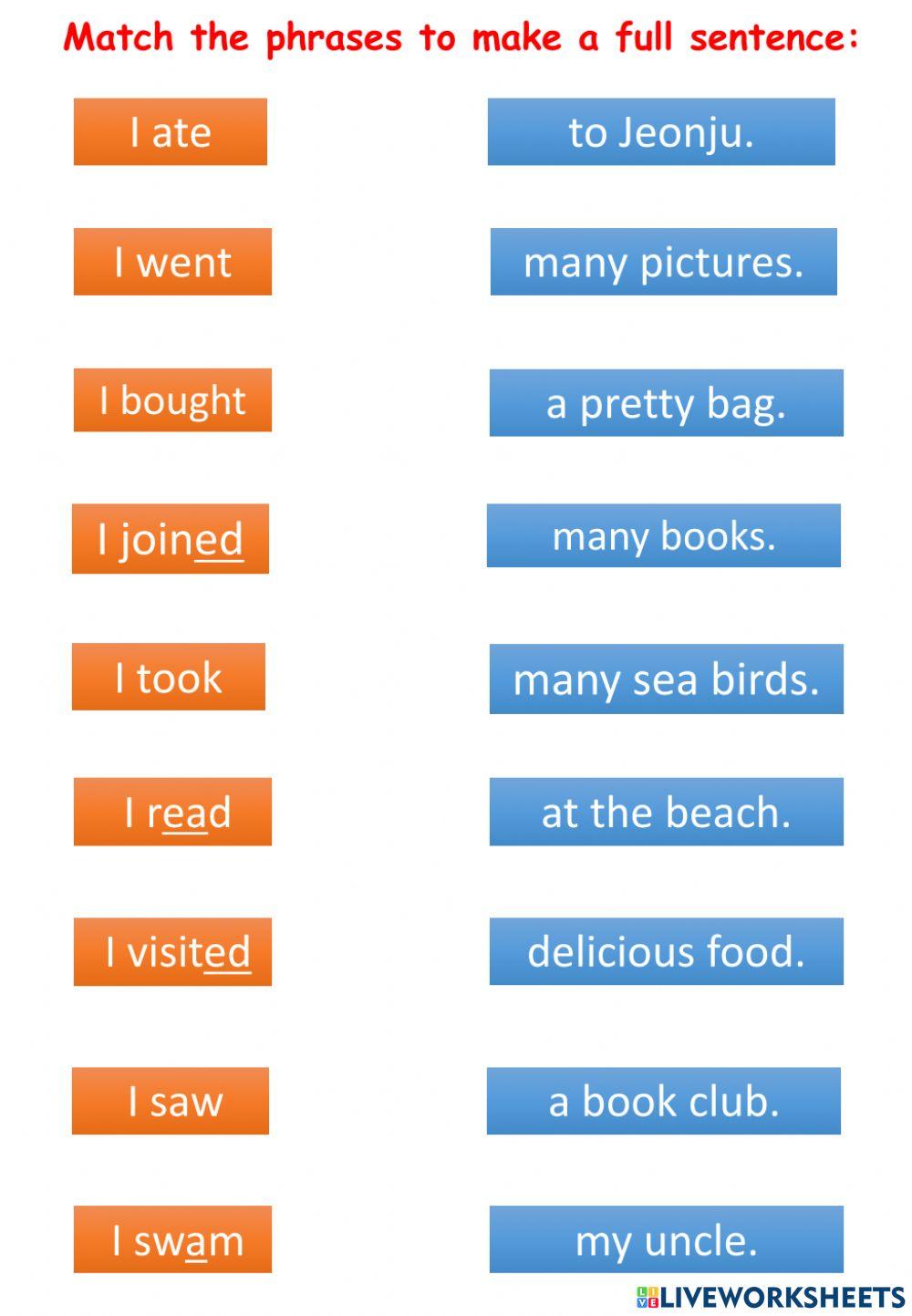 Past tense sentences