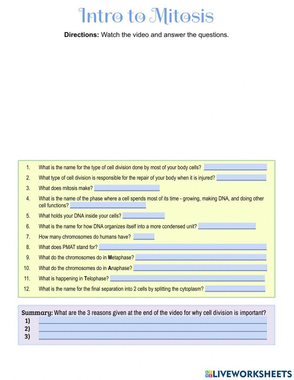 Introduction to Mitosis