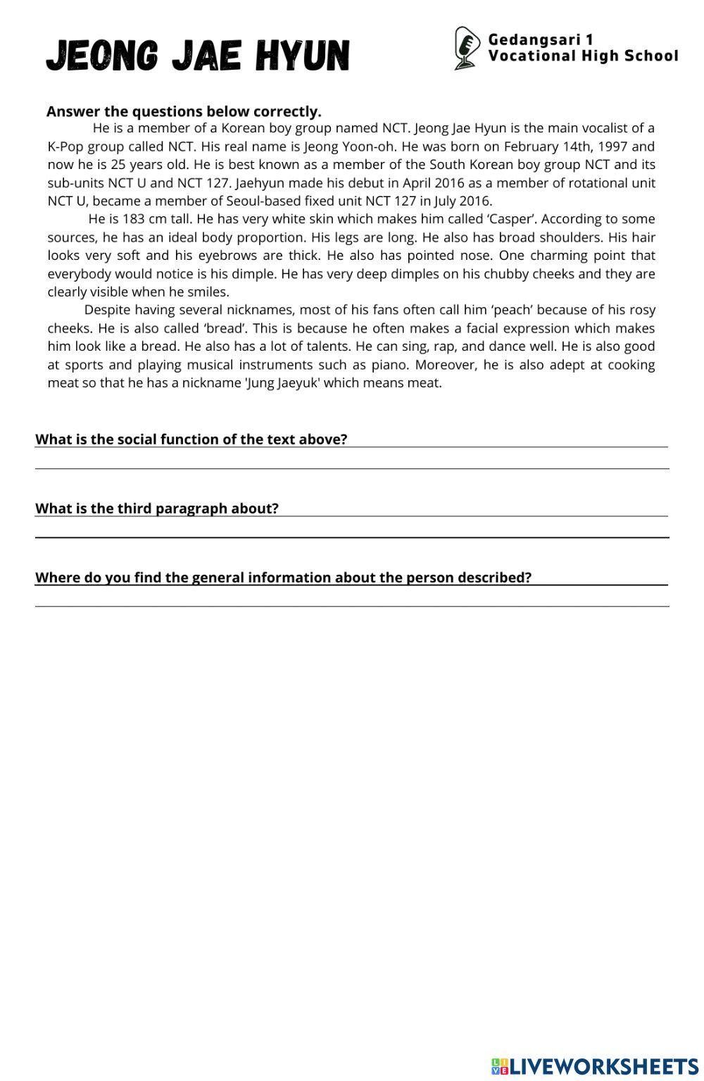 LKPD - Describing People - Jeong Jae Hyun