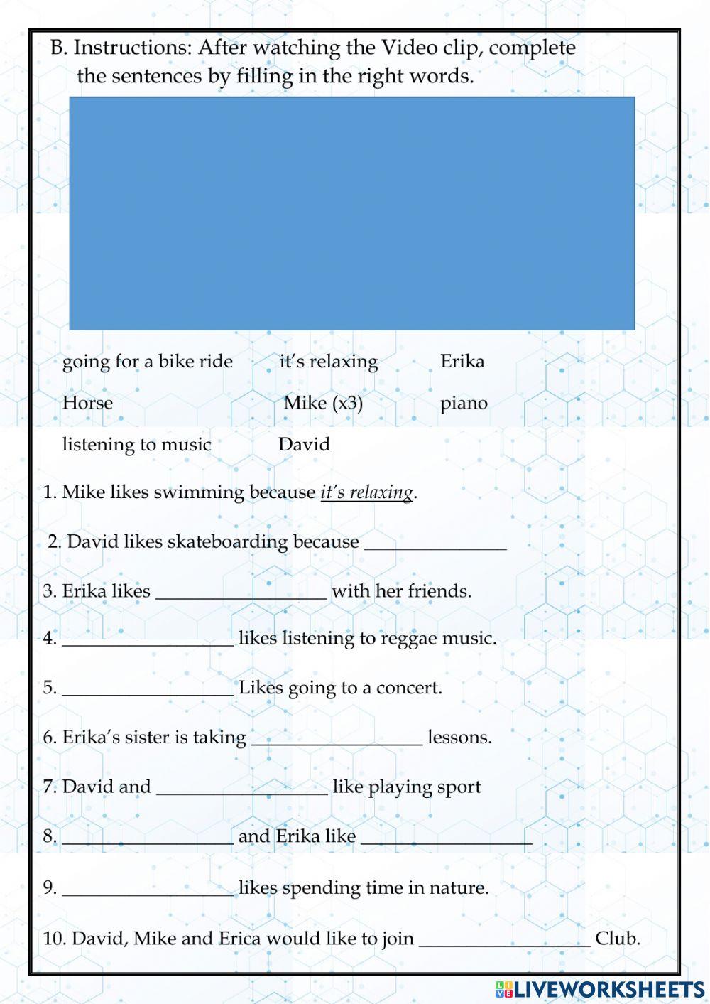 Free Time Activity interactive activity | Live Worksheets
