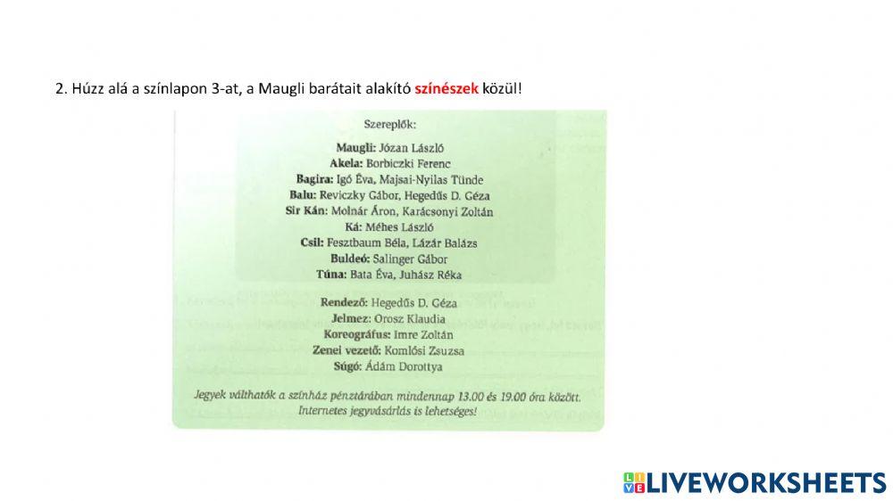 Dzsungel könyve - szövegértés vizsga - 2022.08.24.