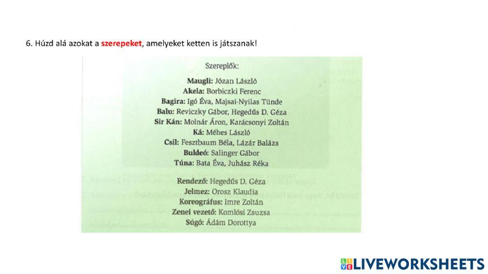 Dzsungel könyve - szövegértés vizsga - 2022.08.24.