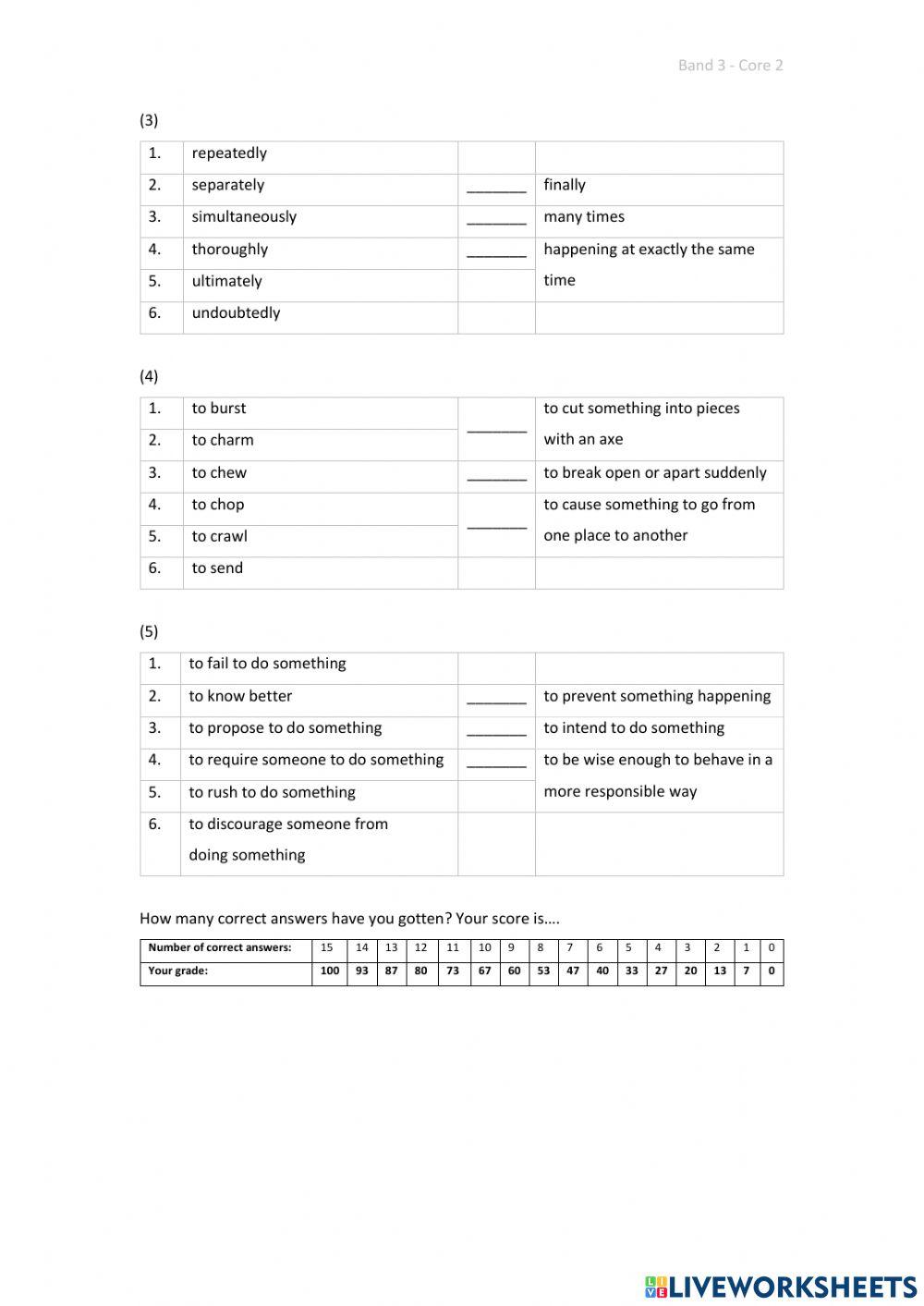 Band 3 (Core 2) - Unit 28 - Test