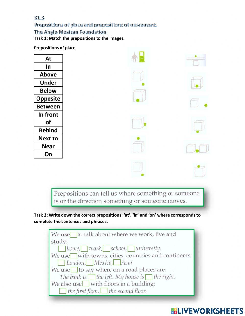 B1.3 Prepositions
