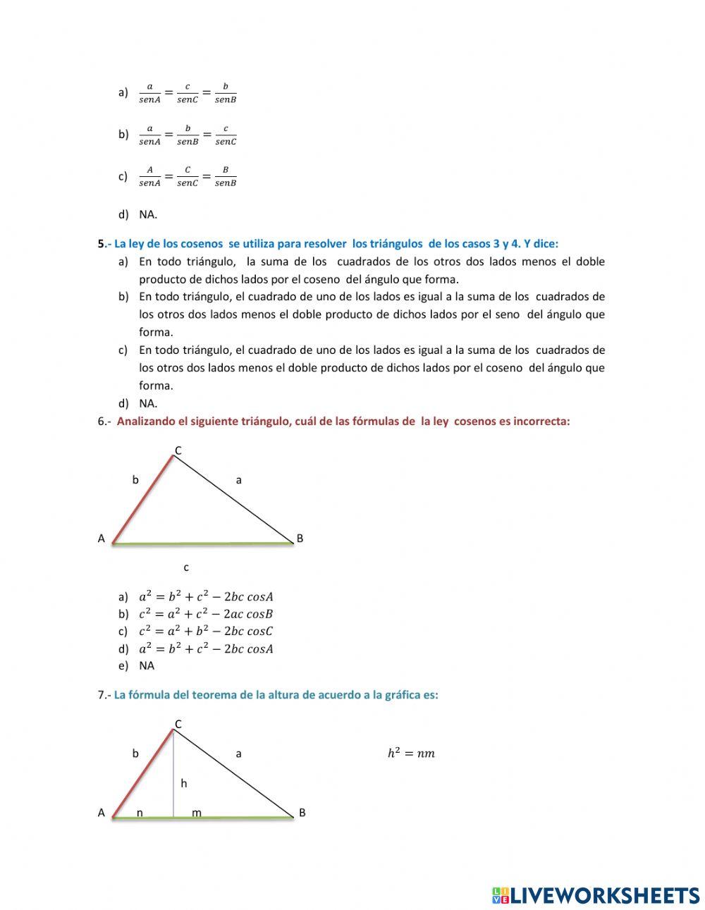 Evaluación de triángulos oblicuángulos