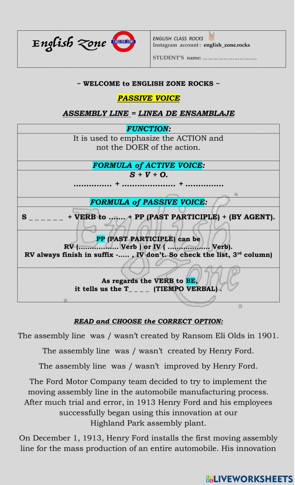 Passive Voice Assembly Lines