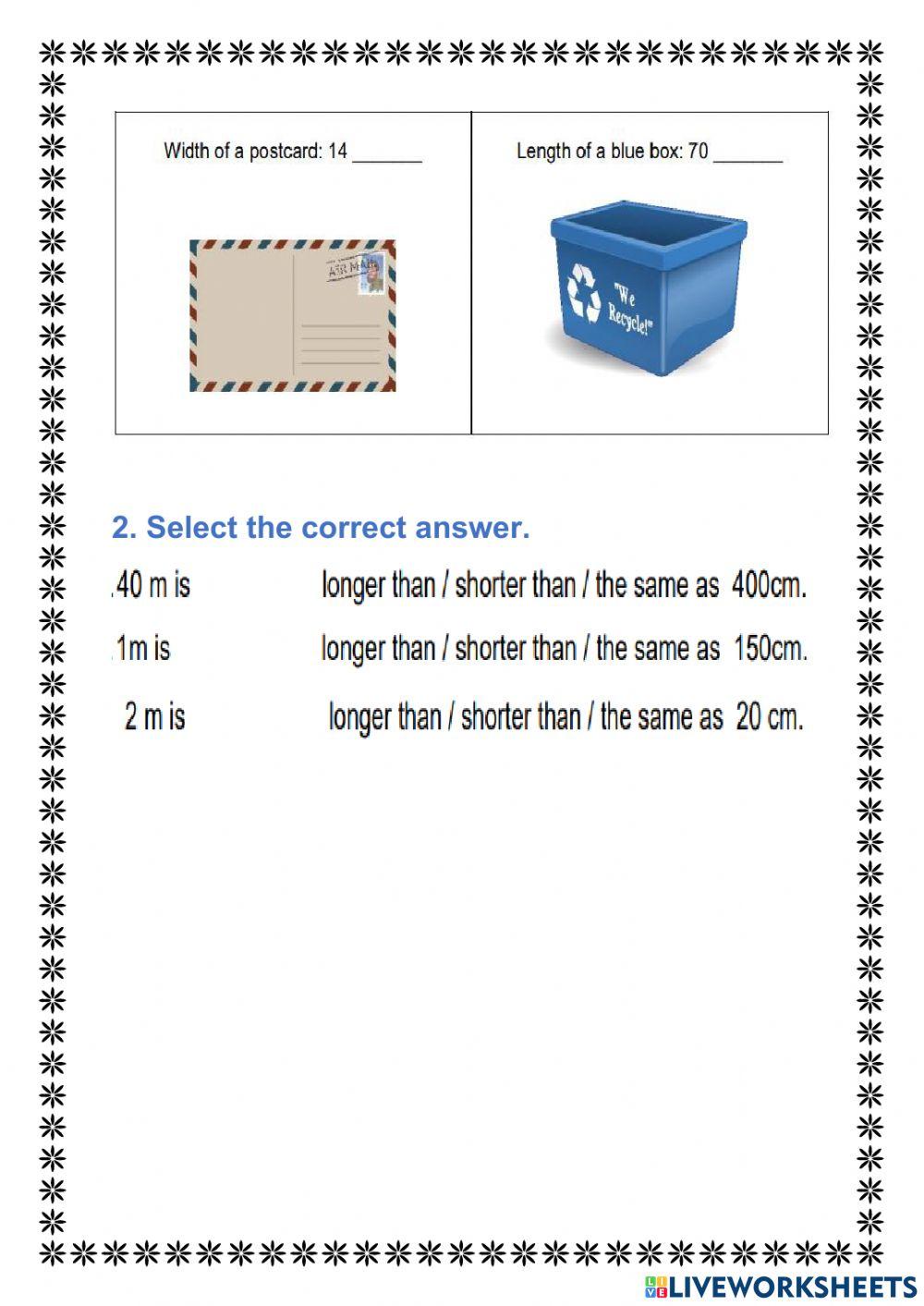 Operations on Length and Unit Conversion (m and cm)