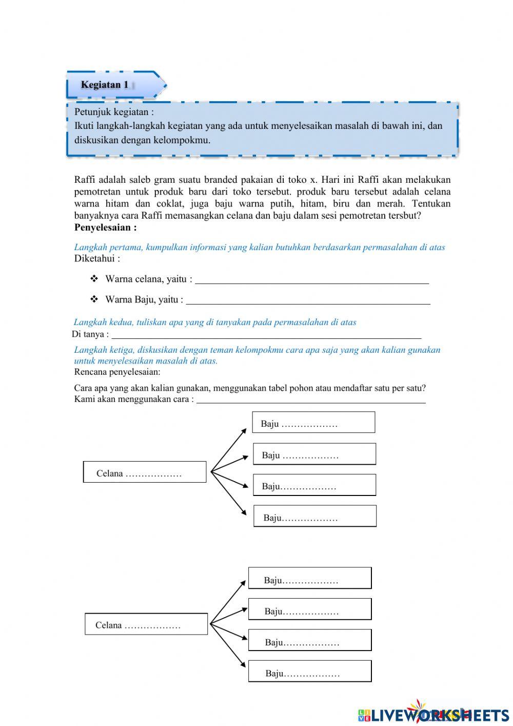 Kaidah Pencacahan Aturan Perkalian