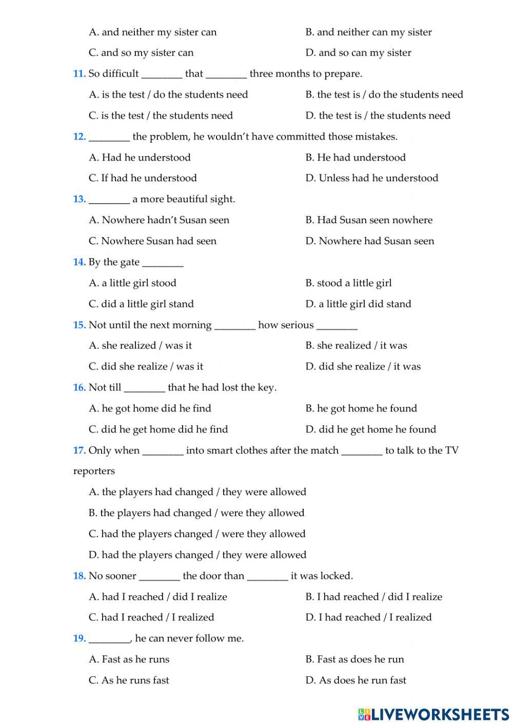 Đảo ngữ nâng cao lop t5,t7