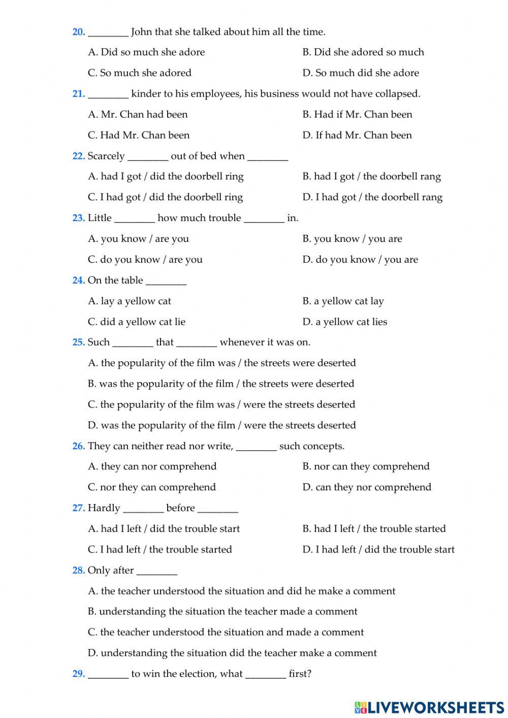 Đảo ngữ nâng cao lop t5,t7