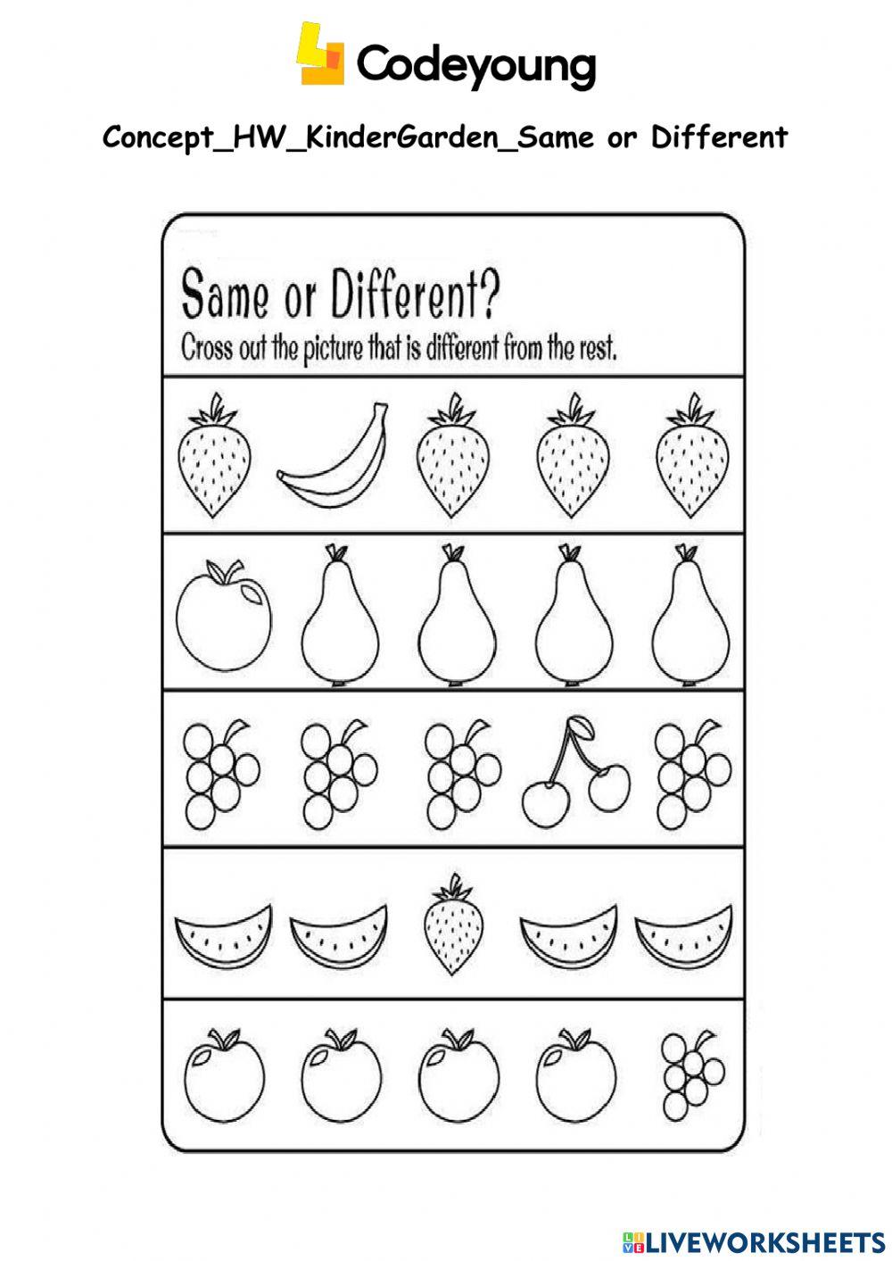 Same or different interactive exercise Live Worksheets Same or different interactive exercise Live Worksheets