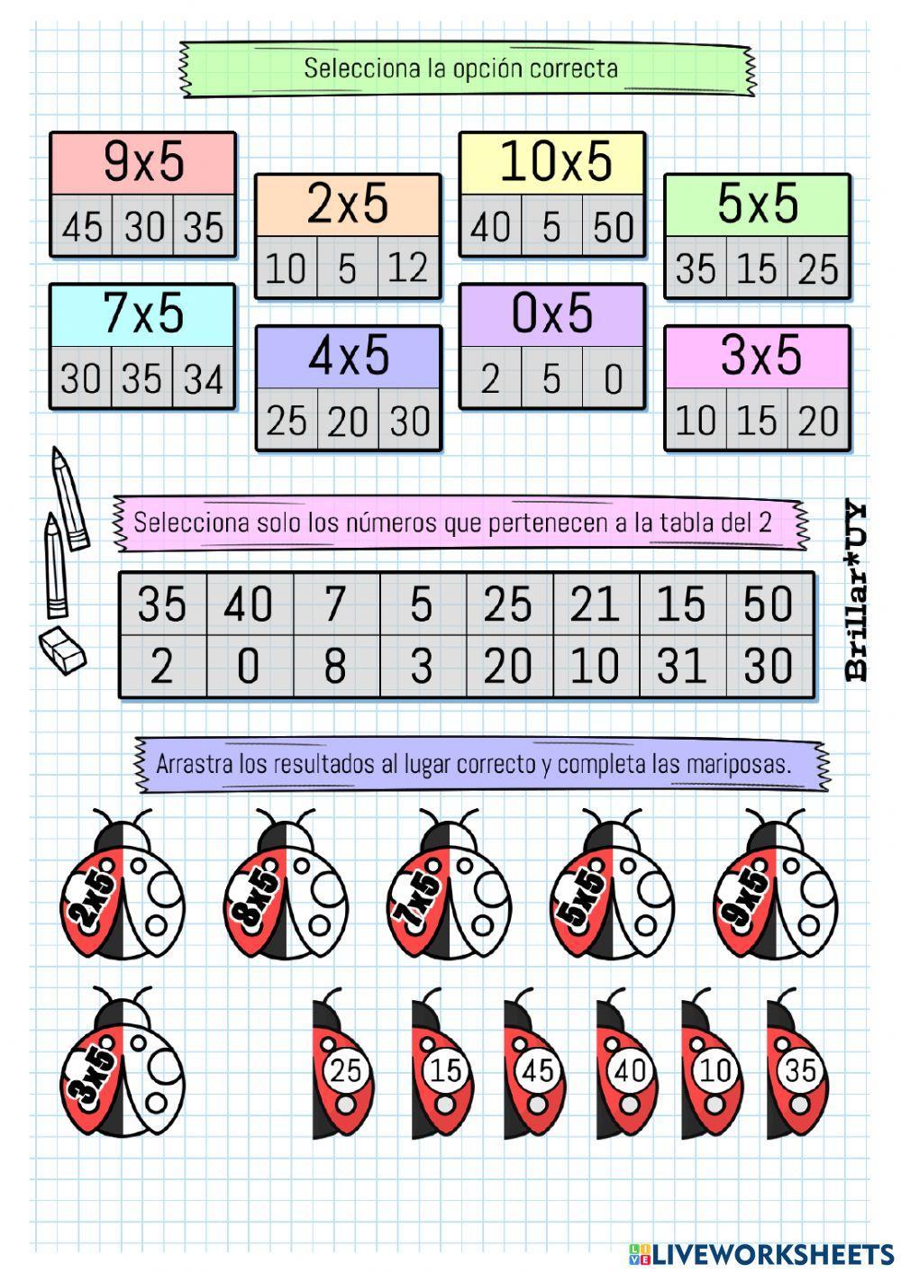 Tabla del 5 Tabla del 5