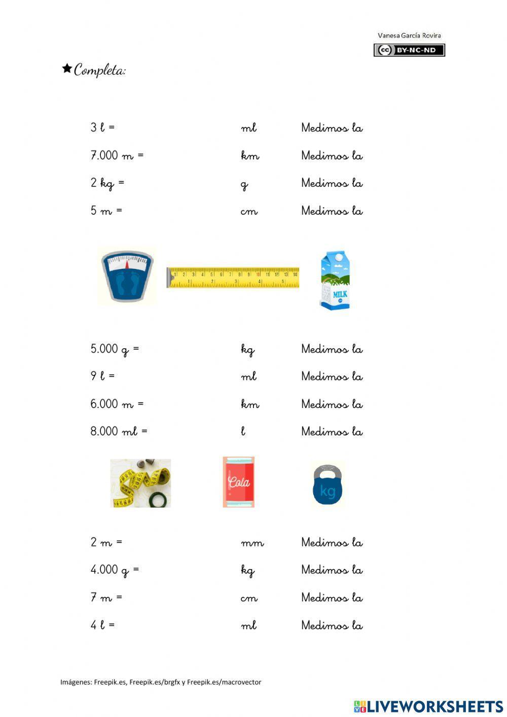 Metro, gramo y litro