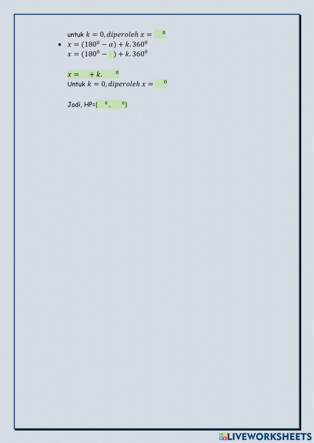 Persamaan trigonometri bentuk kuadrat