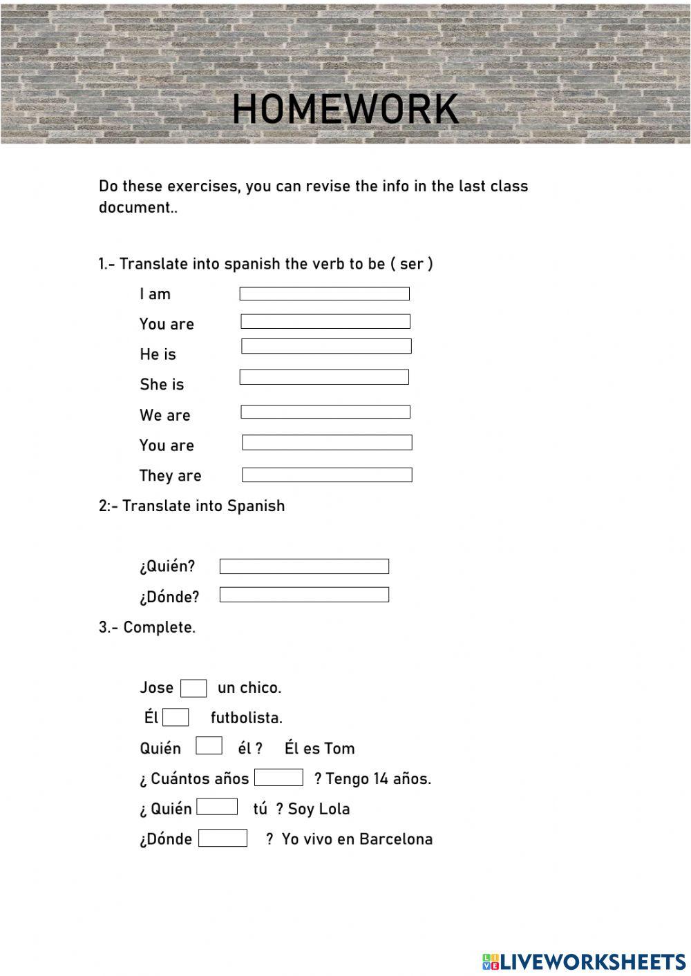 Español verbo ser A0